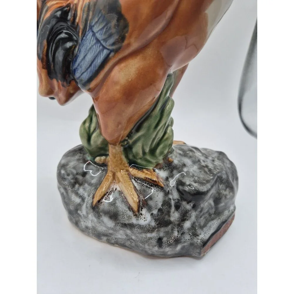 Vintage Glazed Ceramic Rooster Chicken Farmhouse French Country Majolica Style